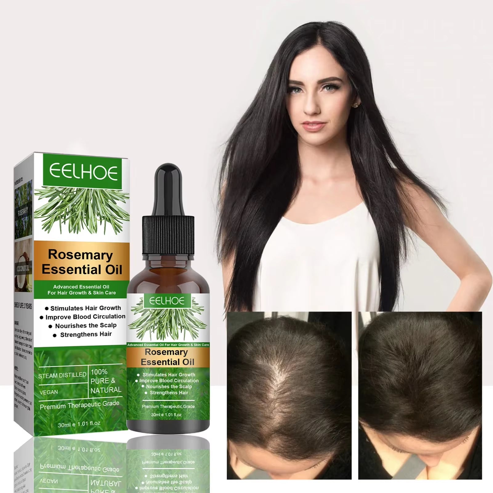 Transform Your Tresses with 30ML of Pure Rosemary Essential Oil - Nourishing Hair Growth for Luscious, Shiny Locks