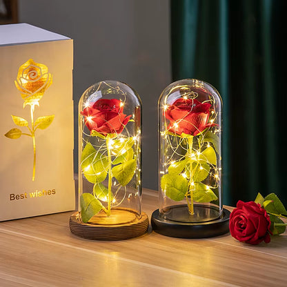 Illuminate Your Love with the LED Red Rose in Glass Dome - A Magical Valentine's Day Gift & Timeless Wedding Decor