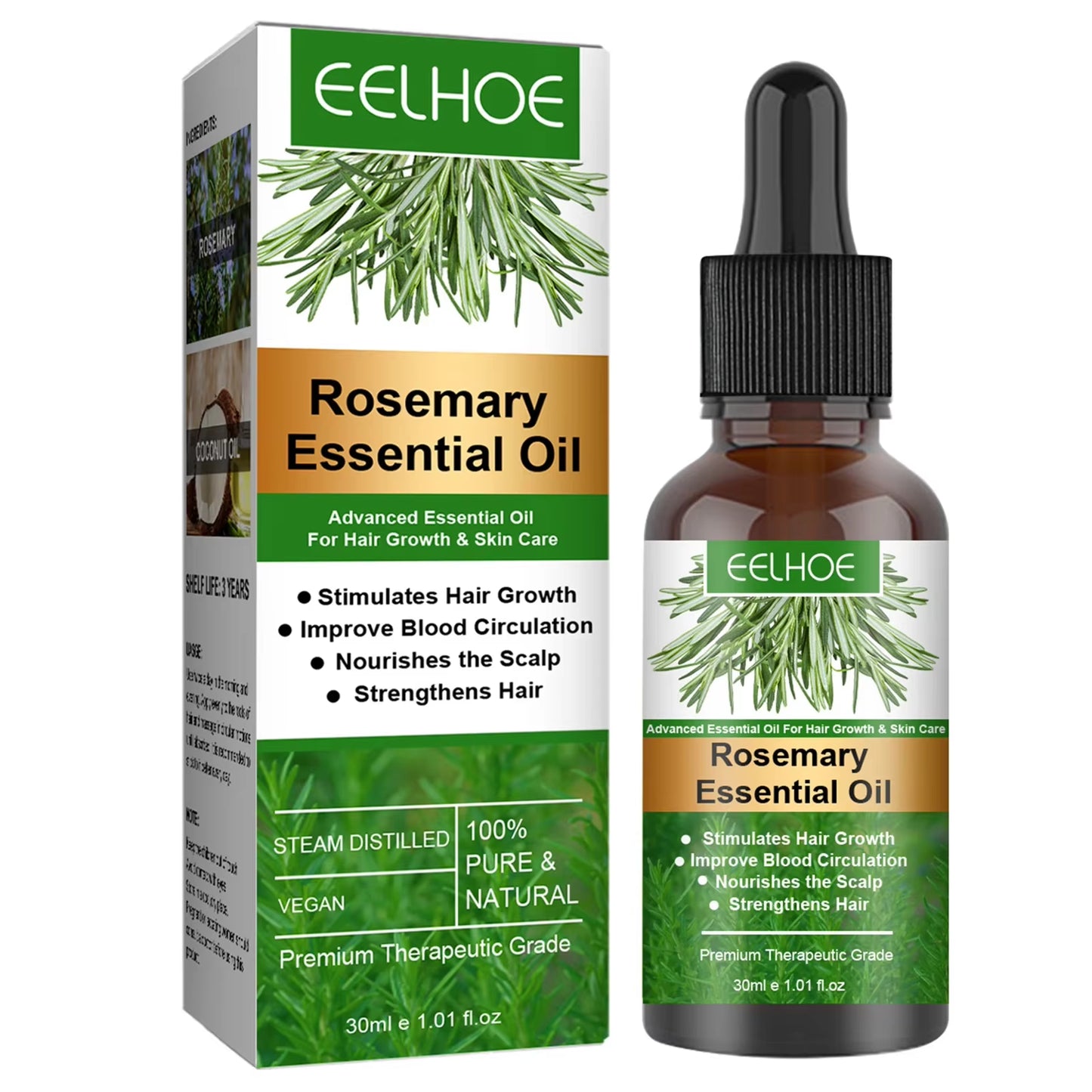 Transform Your Tresses with 30ML of Pure Rosemary Essential Oil - Nourishing Hair Growth for Luscious, Shiny Locks